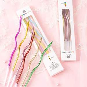 Velas de Aniversário Curvas em Espiral Douradas Coloridas com Caixa de Papel - Product Image 3