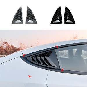 Tesla Model 3 2024+ Window Louver Decal Piano Black Carbon Fiber Texture Adhesive Exterior Modification - Product Image 1