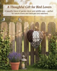 Decoraciones de Jardín, Nido de Pájaros Hecho a Mano con Fibra de Alpaca, Material para Nidos de Pájaros, Refugio de Invierno para Pájaros Silvestres - Product Image 4