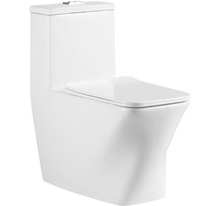 Vente en gros transfrontalière de toilettes monobloc en céramique à chasse directe, style minimaliste moderne, avec <span class=keywords><strong>bouton</strong></span> de chasse intégré au dessus - Product Image 5