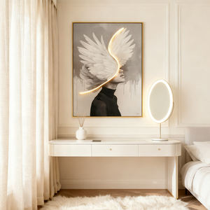 Toptan özel Led yağlıboya portre baskılar dekor ev dekor için güzel kanat duvar tuvali kız resmi - Product Image 2