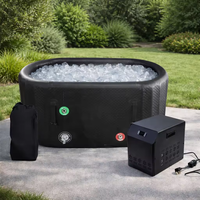 Baignoire de récupération par le froid gonflable portable pour thérapie aquatique, avec couvercle, en tissu PVC Drop Stitch, pour extérieur, noir