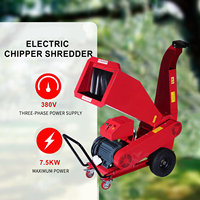 Elektrische mobiele houtversnipperaar/hakselaar voor tuin, motorlager 7,5 kW, 4 inch snijdiameter, 2800 tpm