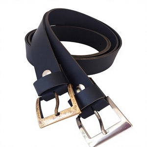Cinturones casuales de cuero genuino polaco de color negro para hombre, conjuntos de regalo con hebilla dorada y plateada, forma rectangular, cinturones de alta calidad - Product Image 1