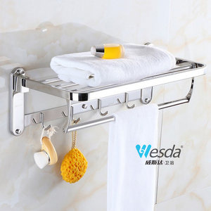 Porte-serviettes de salle de bain mural en acier inoxydable Offre Spéciale 201 avec crochets pliables raccords de bain - Product Image 6