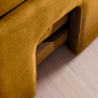 Canapé d'angle modulable en tissu moutarde moderne, base sur socle, pour salon, appartement, villa, maison