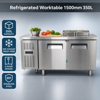 Meja Kerja Pendingin Udara Anti Beku Baja Tahan Karat 201 2 Pintu Kontrol Suhu Digital Meja Persiapan Dapur Komersial