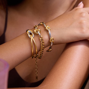 Knot Jewelry <b>Set</b> Stainless Steel Ring Earrings <b>Bracelet</b> Unisex Fashion Jewelry <b>Set</b> - Product Image 3