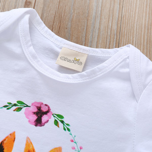 Conjuntos de 2 Piezas de Verano para Bebés Niñas, Casuales, de Algodón, con Encaje y Estampado Animal, para la Escuela - Venta al Por Mayor China - Product Image 4