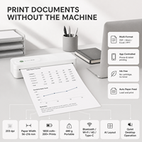 Imprimante thermique sans encre sans fil A4, machine portable pour documents avec Bluetooth et batterie rechargeable pour un espace de travail moderne
