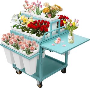 Trang chủ lưu trữ hoa hiển thị đứng với bánh xe, di chuyển florist Bouquet kệ hoa giá cho trong nhà, ngoài trời Patio vườn sống - Product Image 1