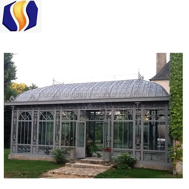 outdoor Hot dip galvanized green house with tempered glass