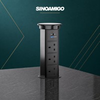 SINOAMIGO UK Enchufe Motorizado Empotrable para Mesa, Toma de Corriente Desplegable para Isla de Cocina/Escritorio/Encimera