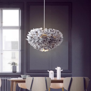 Feather Chandelier Round E27 Led Light Multi Head Warm Romantic Bedroom Living Room Pendant Lamp - Product Image 4
