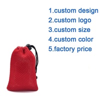 Sac en filet léger avec cordon de serrage, sac en filet épais rouge avec cordon de serrage pour téléphone