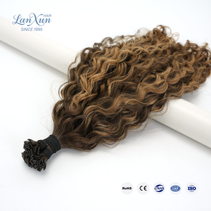 Extensiones de Cabello <span class=keywords><strong>Rizado</strong></span> Indio Natural con Punta Plana, Venta al por Mayor para Salones, Alta Calidad, Muchos Colores Disponibles, Cabello con Punta Plana de Doble Trama - Product Image 5