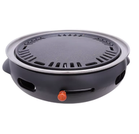 Parrilla de Carbón de Hierro Fundido y Cerámica - Parrilla de Mesa con Flujo de Aire Ajustable para Barbacoa Coreana, Camping y Jardín