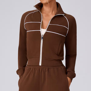 RUIQUWIN – Nouvelle veste d'extérieur zippée à rayures pour femme, grande taille, avec logo personnalisé, col montant, coupe-vent, écologique, été-automne - Product Image 2