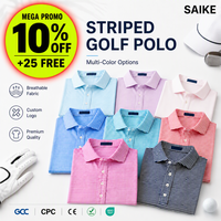 Polo de golf rayé pour homme, motif lettres, 92% polyester, 8% élasthanne, maille extensible, manches courtes, style preppy, vêtements de sport pour le golf