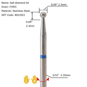 Bóng hình dạng D1-2.5mm lớp biểu bì làm việc kim cương Nail Drill Bit - Product Image 2