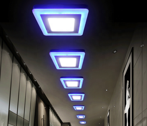 Hot bán 6inch 12W + 8W 3cct Led Vuông mỏng Bảng điều chỉnh trần ánh sáng màu xanh + trắng Chế độ 3 chế độ được chuyển bất kỳ thời gian ETL ES 3000k4000k5000k - Product Image 1