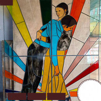 Panneaux de vitraux de qualité hôtelière courbe artisanat vitrail mur salon salle de sport chambre hôpital escalier creux