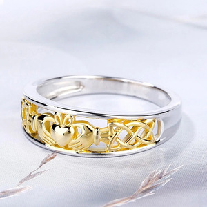 Two Tone Heart Crown Ring for Women Chic Luxury Fashion Statement Jewelry Daily Gift - Product Image 5