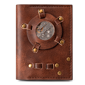 <span class=keywords><strong>Billetera</strong></span> <span class=keywords><strong>de</strong></span> cuero PU para hombre, <span class=keywords><strong>billetera</strong></span> <span class=keywords><strong>de</strong></span> viaje Vintage Steam Punk, tarjetero plegable - Product Image 1