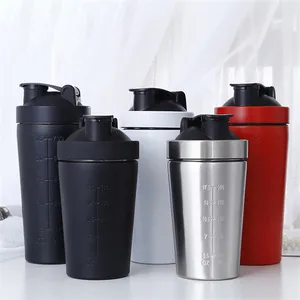 Customized Logo Bpa Free Gym Protein Shakes Cup 500/750ML Single Wall Insulated Stainless Steel Sports Protein Shaker Bottle