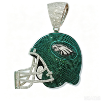 Collier pendentif casque de football américain tendance, pendentif bling hip-hop avec logo d'équipe, collier breloque casque de sport personnalisé pour hommes