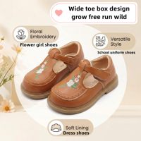 Chaussures de princesse brodées de style chinois pour filles, en PU, avec fermeture auto-agrippante, pour le quotidien et la danse, vente en gros de haute qualité
