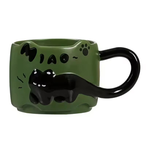แก้วกาแฟเซรามิคลายแมวแบบนูน  สามารถวางซ้อนกันได้  ทำจากพอร์ซเลน  รับทำโลโก้  เป็นมิตรต่อสิ่งแวดล้อม  ของขวัญทางธุรกิจ  ความจุ 380 มล.  ทันสมัย - Product Image 5
