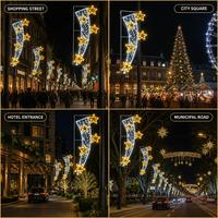 2D Weihnachts-Sternschnuppen-Straßenlaternenmotiv LED-Licht IP65 Wasserdicht Eisenrahmen Kommerzielle Landschafts-Außendekoration OEM