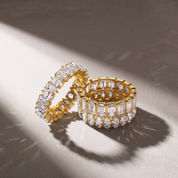 Bague Éternité Premium en Argent Sterling S925 avec Moissanite Couleur D VVS Taille Poire 3x5mm pour Usage Quotidien au Bureau, Bijoux Personnalisés en Gros