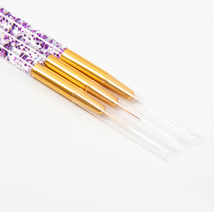 Pinceau à ongles en plastique à paillettes 3 couleurs avec manche doré, pinceau de précision pour gel acrylique et peinture fine pour manucure et nail art - Product Image 3