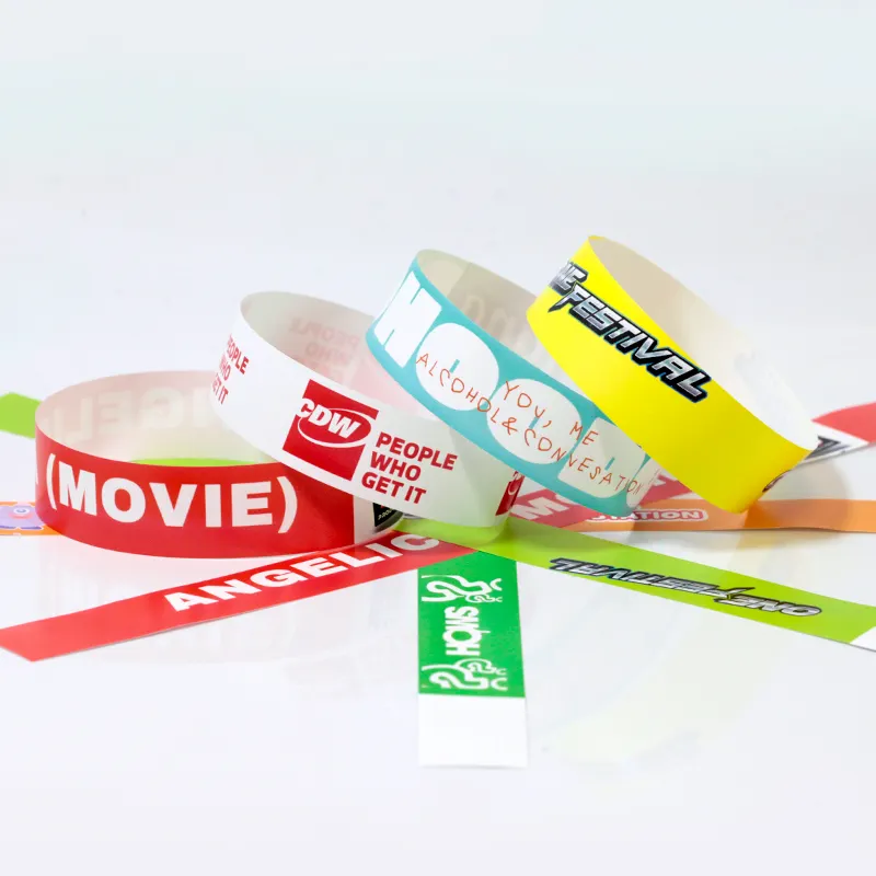 Bracelets en papier Tyvek imperméables et jetables personnalisés pour différents billets d'événements