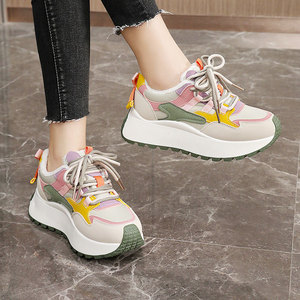 BN016-2 Baskets de Sport Décontractées pour <span class=keywords><strong>Femme</strong></span>, Semelle Épaisse Respirante Antidérapante à Lacets Tendance Mode Printemps Été Automne - Product Image 2