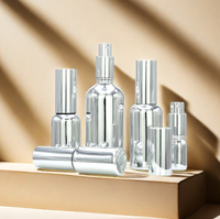 Flacons compte-gouttes en verre plaqué or avec logo personnalisé, pipette à bulbe en caoutchouc, emballage cosmétique pour huile essentielle et sérum