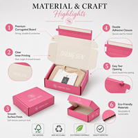 Boîtes d'expédition roses personnalisées avec bandes détachables pour l'emballage de vêtements et l'expédition d'articles tels que les emballages cadeaux