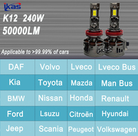 Faros LED para Automóvil de Alta Potencia IKAS Factory, 12V 24V 240W 50000LM, Sistema de Iluminación Automotriz, Bombilla LED H1 H4 H7 9005 9006