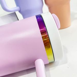 8pack Custom logo H2.0 Light <b>pink</b> Powder Coated 40oz rainbow Plated Stainless Steel Water <b>Bottle</b> for Laser Engraved - Product Image 4