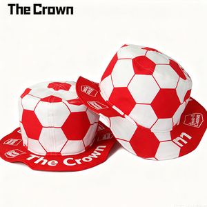 Casquette Bob Personnalisée avec Logo, Motif Ballon de Football Rouge et Blanc, Chapeau de Pêcheur Amusant, Vente en Gros Streetwear en Vrac - Product Image 2
