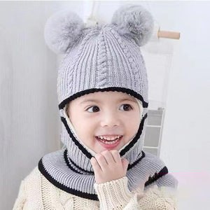 LTT32 Bonnet d'hiver chaud en tricot avec cache-oreilles en peluche pour bébé et enfant, bonnet à double <span class=keywords><strong>pompon</strong></span> pour nourrisson et tout-petit - Product Image 4