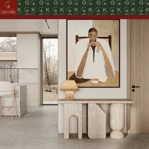 <span class=keywords><strong>Console</strong></span> d'entrée moderne en travertin GOLDKING, beige, pierre naturelle, sur mesure, meubles de salon, fabrication directe d'usine - Product Image 3