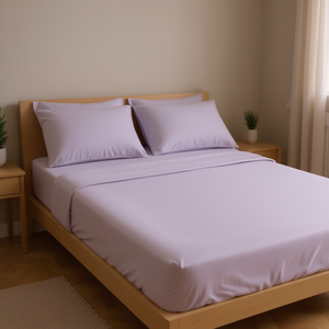 Viasoft Washed <b>Queen</b> <b>Size</b> <b>Sheet</b> Set Lavender Cotton Hypoallergenic Home Bedding - Product Image 2