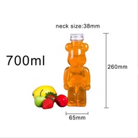 700ml Conteneur de stockage de collations en forme d'ours en PET de haute qualité avec bouchon à couronne pour jus de thé café-Commande minimum 100 pièces
