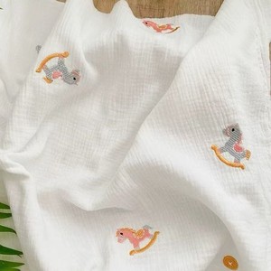 Tissu en mousseline de coton <span class=keywords><strong>double</strong></span> <span class=keywords><strong>gaze</strong></span> 100% doux pour vêtements de bébé, 140 cm, imprimé en mousseline de coton froissé - Product Image 6