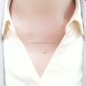 अतिसूक्ष्मवाद डिजाइन असली 18K/ 14K/ 9K सोने के दिल लटकन हार उच्च पॉलिश सरल दिल हार लड़कियों के लिए - Product Image 4