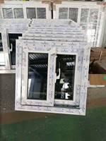 Ventanas de Casa upvc, 2 paneles, ventanas deslizantes upvc con vidrio tintado y diseño de rejilla