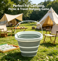 Seau pliable et compact en plastique de 10 L avec poignée, portable, pour lavage, camping, tuiles de mahjong, pique-nique, seau à glace anti-fuite